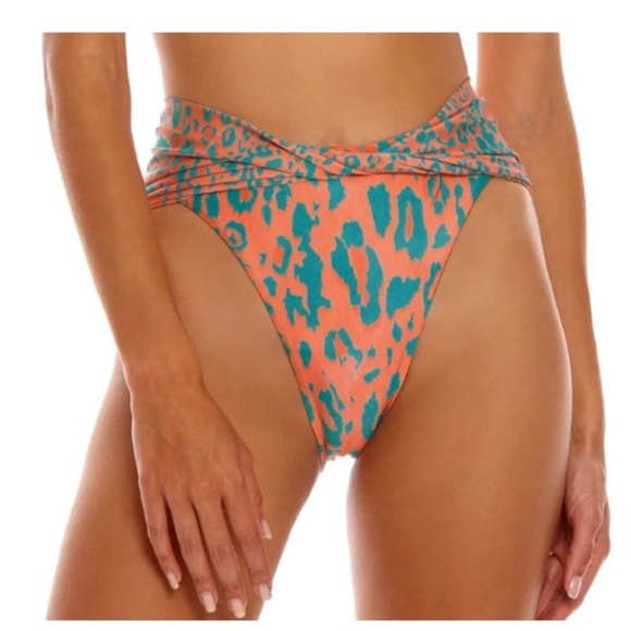 NWT Agua Bendita Lily Balam Leopard  Print High-Cut Bikini Bottom Size XLarge - Picture 1 of 15